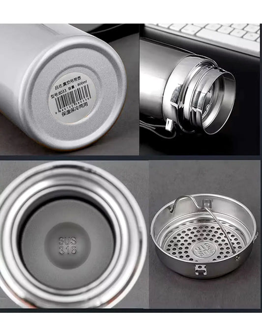 Premium SUS 316 Stainless Steel Thermos Vacuum Water Bottle 1000ml | Double Layer Thermal Insulation Cup